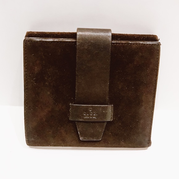 Gucci brown suede leather wallet